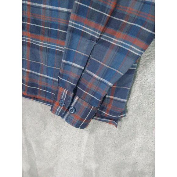 Mountain Hardwear Shirt Mens Small Blue Plaid Voyager Flannel Long Sleeve - Picture 3 of 8